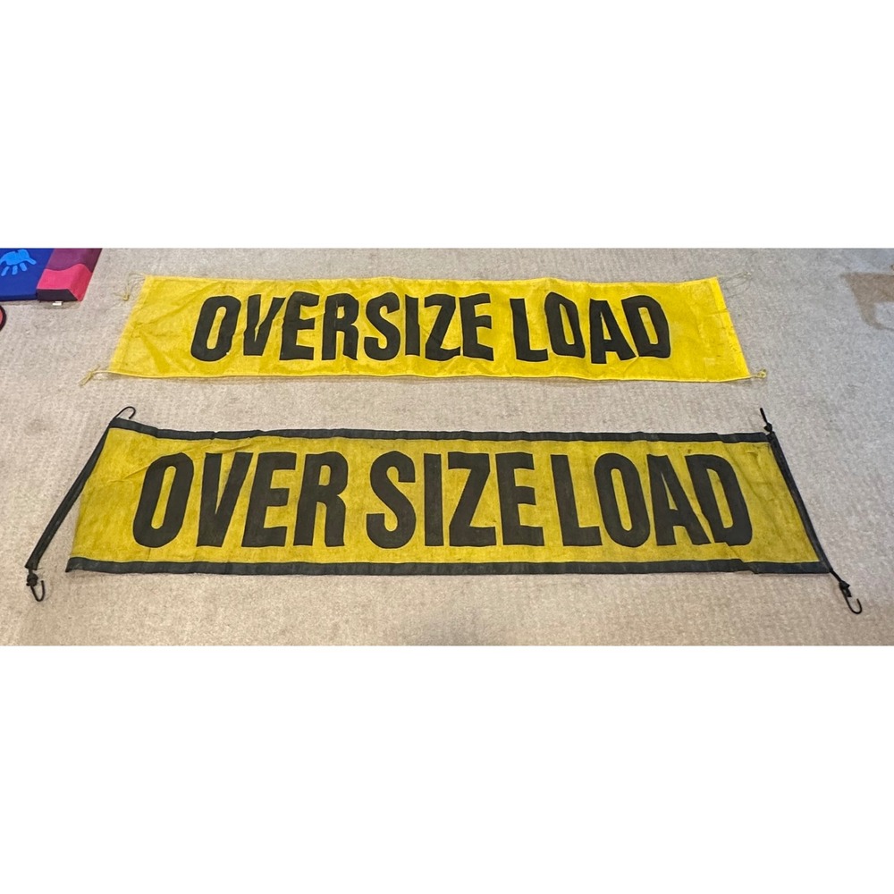 Lot of 2 Oversize Load Safety Banners Yellow Mesh Trucking Sign 6ft-7in